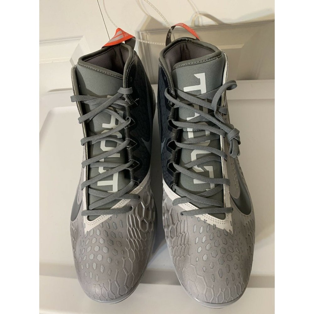 NEW Men’s Sz 15 Nike Mike‎ Trout 5 Baseball Cleat Grey/Orange AT3203-002